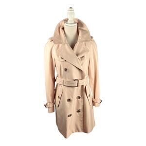 Coach Quartz Double-Breasted Trench Coat Pale Blush Pink Belted Size 4